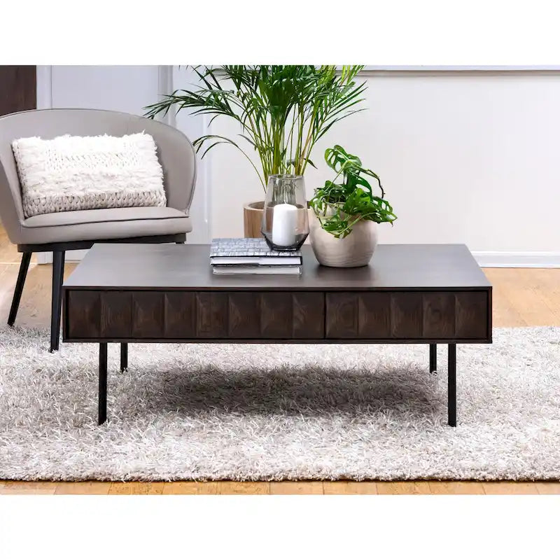Table basse à 2 tiroirs Espresso Oak, style moderne