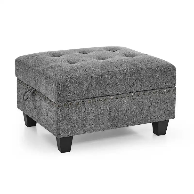 Canapé d'angle modulable 6 places en chenille grise de 116 po