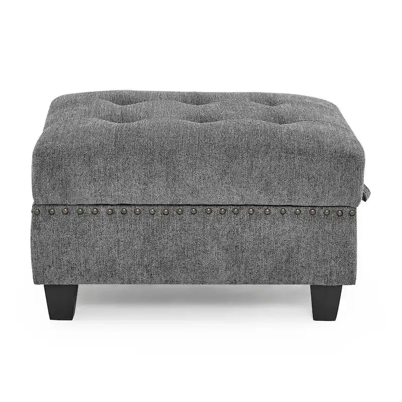 Canapé d'angle modulable 6 places en chenille grise de 116 po