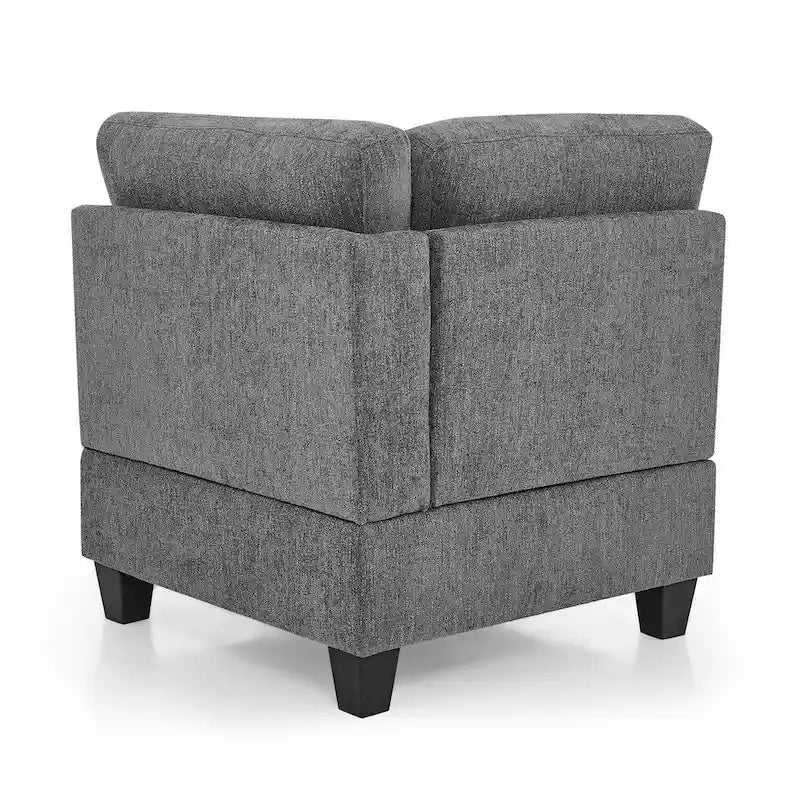 Canapé d'angle modulable 6 places en chenille grise de 116 po