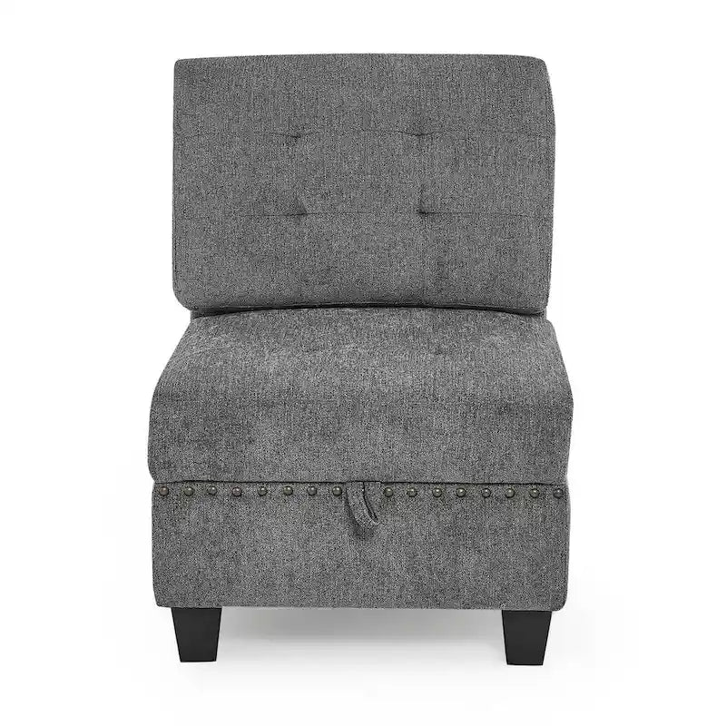 Canapé d'angle modulable 6 places en chenille grise de 116 po