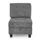 Canapé d'angle modulable 6 places en chenille grise de 116 po