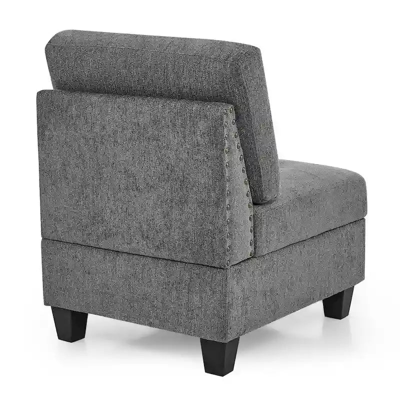 Canapé d'angle modulable 6 places en chenille grise de 116 po