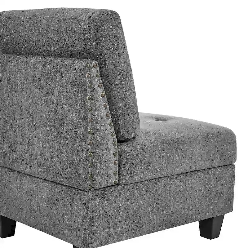 Canapé d'angle modulable 6 places en chenille grise de 116 po