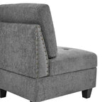 Canapé d'angle modulable 6 places en chenille grise de 116 po