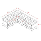 Canapé d'angle modulable 6 places en chenille grise de 116 po
