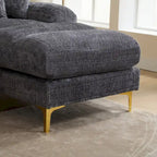 Canapé sectionnel d'angle en chenille 7 places beige/gris/bleu/jaune/orange/rose/noir