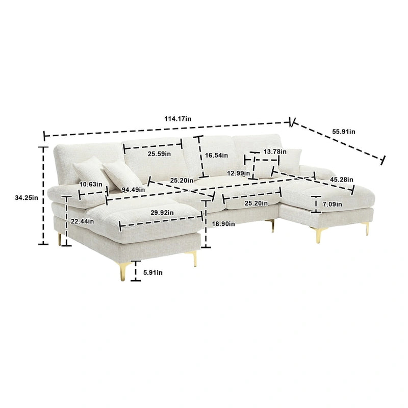 Canapé sectionnel d'angle en chenille 7 places beige/gris/bleu/jaune/orange/rose/noir