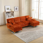 Canapé sectionnel d'angle en chenille 7 places beige/gris/bleu/jaune/orange/rose/noir
