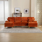 Canapé sectionnel d'angle en chenille 7 places beige/gris/bleu/jaune/orange/rose/noir