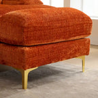 Canapé sectionnel d'angle en chenille 7 places beige/gris/bleu/jaune/orange/rose/noir