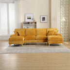 Canapé sectionnel d'angle en chenille 7 places beige/gris/bleu/jaune/orange/rose/noir