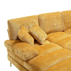 Canapé sectionnel d'angle en chenille 7 places beige/gris/bleu/jaune/orange/rose/noir