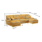 Canapé sectionnel d'angle en chenille 7 places beige/gris/bleu/jaune/orange/rose/noir