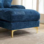 Canapé sectionnel d'angle en chenille 7 places beige/gris/bleu/jaune/orange/rose/noir
