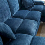 Canapé sectionnel d'angle en chenille 7 places beige/gris/bleu/jaune/orange/rose/noir