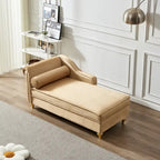 Chaise longue en velours avec rangement et pieds en métal doré