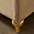 Chaise longue en velours avec rangement et pieds en métal doré