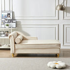 Chaise longue en velours avec rangement et pieds en métal doré