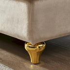 Chaise longue en velours avec rangement et pieds en métal doré