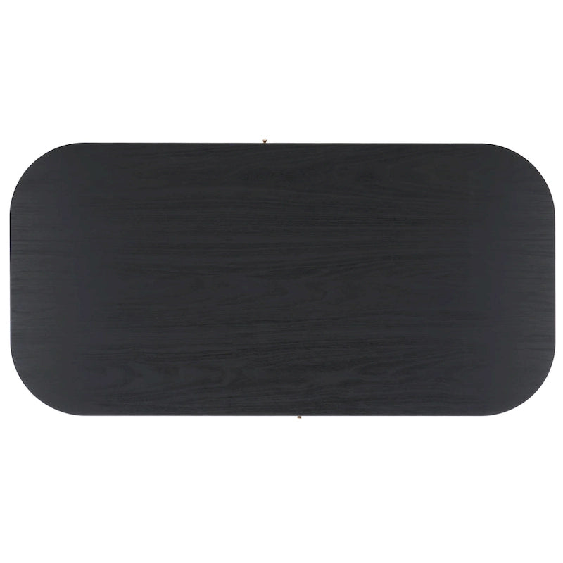 Table basse à tiroirs coulissants 2 portes Noyer/Doré pour 2 à 4 personnes