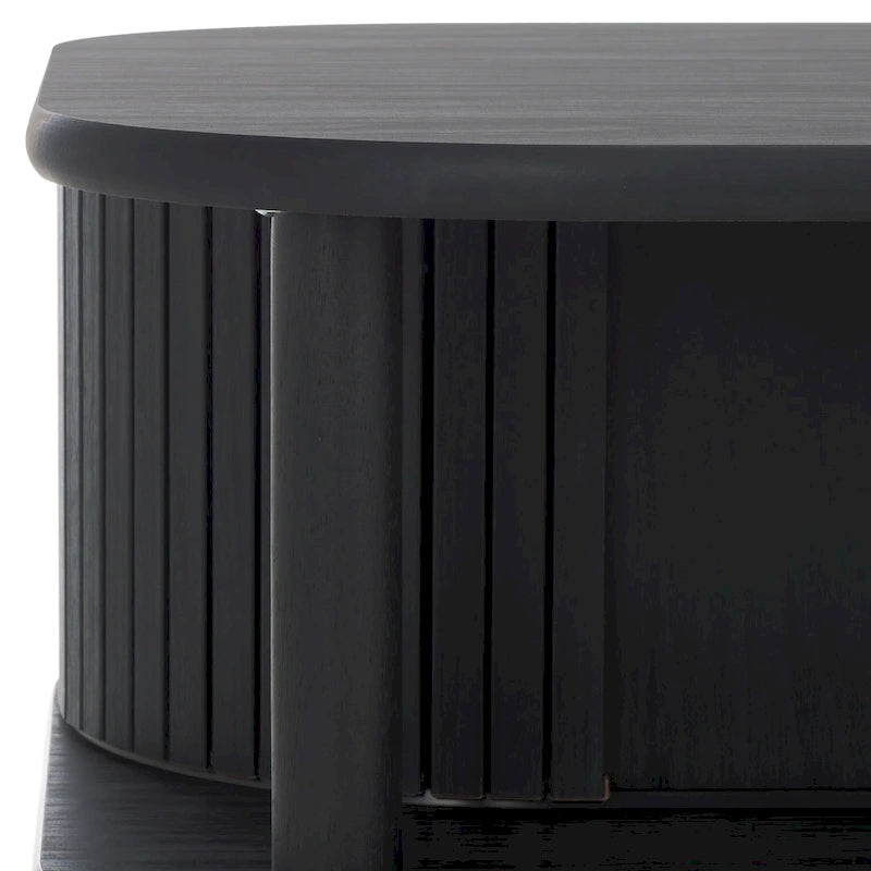 Table basse à tiroirs coulissants 2 portes Noyer/Doré pour 2 à 4 personnes