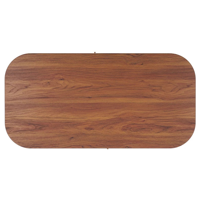 Table basse à tiroirs coulissants 2 portes Noyer/Doré pour 2 à 4 personnes