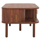 Table basse à tiroirs coulissants 2 portes Noyer/Doré pour 2 à 4 personnes