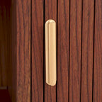 Table basse à tiroirs coulissants 2 portes Noyer/Doré pour 2 à 4 personnes
