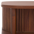 Table basse à tiroirs coulissants 2 portes Noyer/Doré pour 2 à 4 personnes