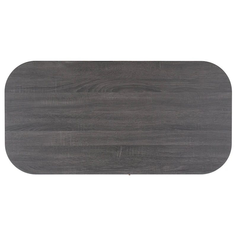 Table basse à tiroirs coulissants 2 portes Noyer/Doré pour 2 à 4 personnes