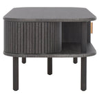 Table basse à tiroirs coulissants 2 portes Noyer/Doré pour 2 à 4 personnes