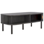 Table basse à tiroirs coulissants 2 portes Noyer/Doré pour 2 à 4 personnes