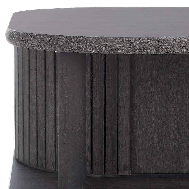 Table basse à tiroirs coulissants 2 portes Noyer/Doré pour 2 à 4 personnes