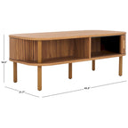 Table basse à tiroirs coulissants 2 portes Noyer/Doré pour 2 à 4 personnes